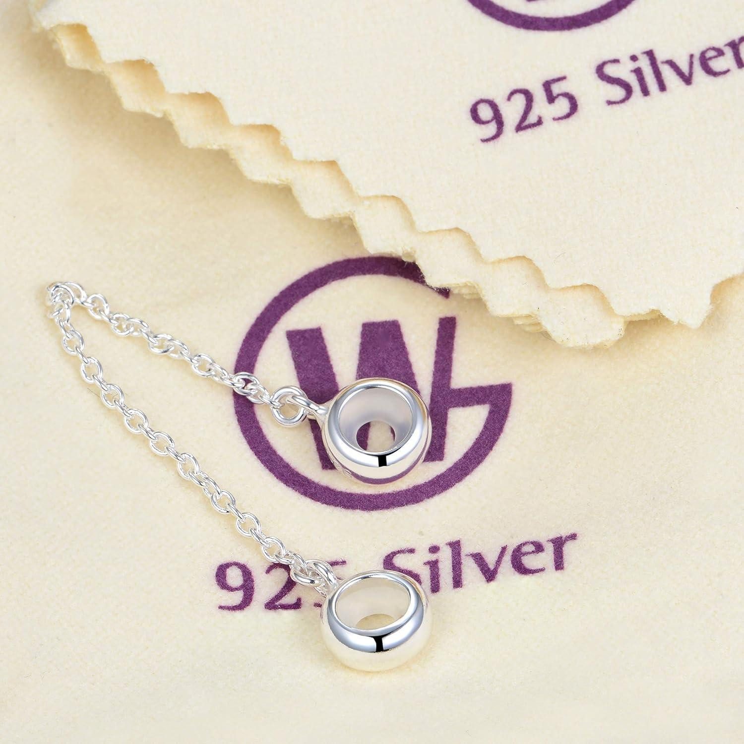 LuxusKollektion Bead 925 Sterling Silber Gummi Spacer Stopper Sicherheitskette für Charms – Bild 4 von 5