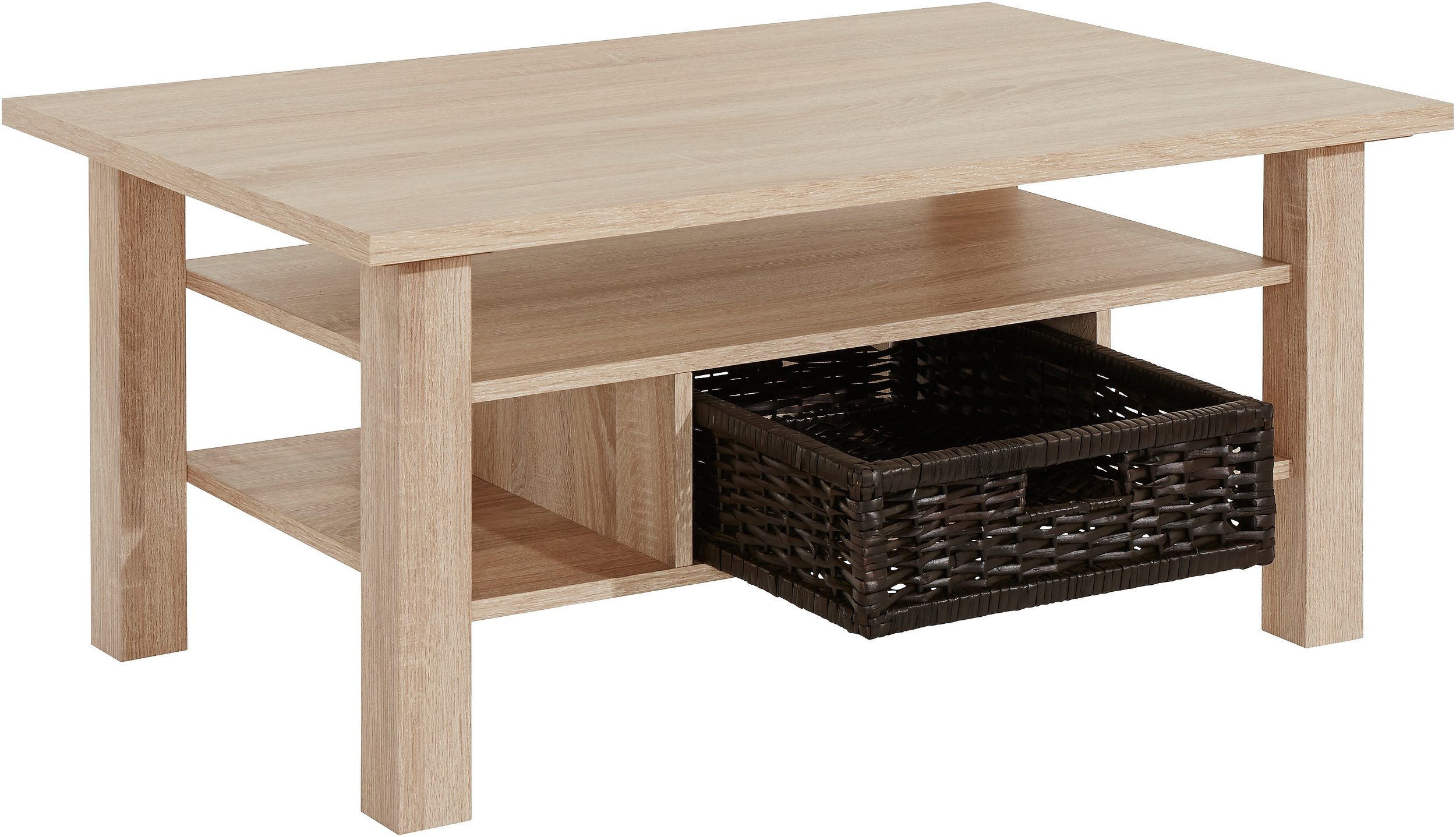 PRO Line Couchtisch mit FLECHTKORB - Flechtkorb