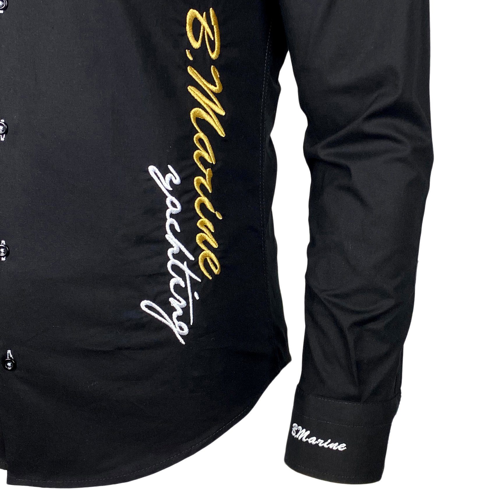 Baxboy Langarmhemd Baxboy Edel Dezent Herren Hemd Stickerei Hemden Kontrast Langarm B-508