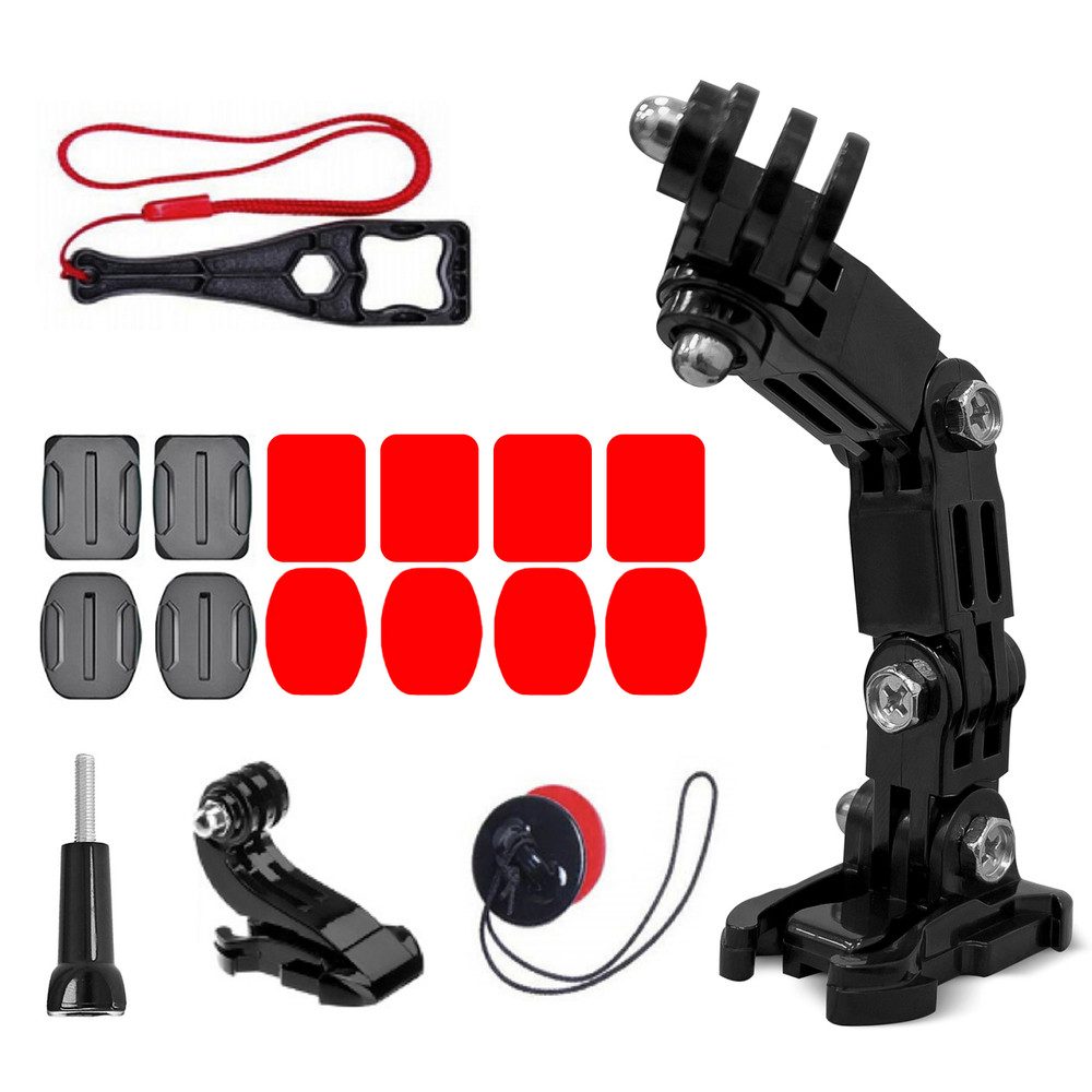 Hurtel Helmhalterung Kamerahalterung Montageset Actioncam Zubehör (20-teilig universell, 20-teilig, universell, für Helm & flache Flächen)