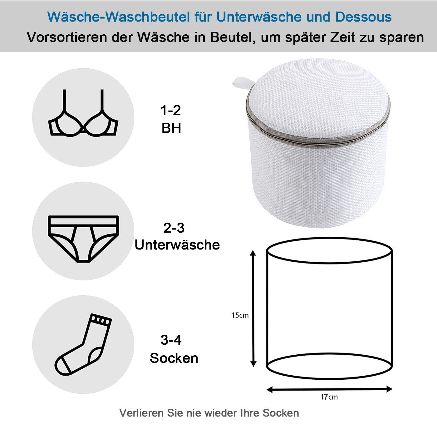 Coonoor Wäschenetz Profi BH Wäschenetze, Wäschesack für Dessous,(Wäschesäcke BHs, 2-St), für Waschmaschine und Trockner, robuster Reißverschluss – Bild 2 von 5