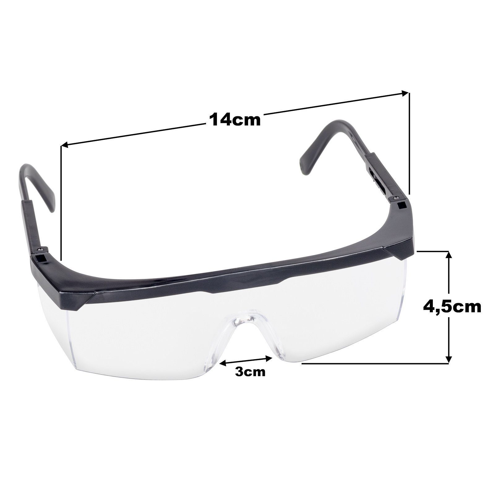 nach einstellbarer Sicherheitsbrille und mit (1St), Seitenschutz Über-Brille UV-Schutz, Ogeled Bügellänge, Laborbrille Arbeitsschutzbrille EN166, Schutzbrille Motorradbrille