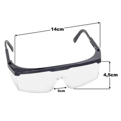 Ogeled Arbeitsschutzbrille Schutzbrille Sicherheitsbrille Laborbrille Motorradbrille UV-Schutz, (1St), nach EN166, mit Seitenschutz und einstellbarer Bügellänge, Über-Brille