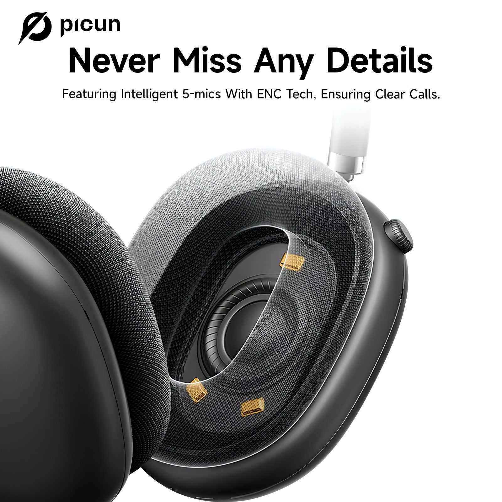 Athlix Picun F8 Pro ANC Drahtlose Kopfhörer 3D Spatial Audio Head Tracking Bluetooth-Kopfhörer (140 Std. Akkulaufzeit, 5 Mikrofone mit ENC, Head-Tracking) – Bild 4 von 5