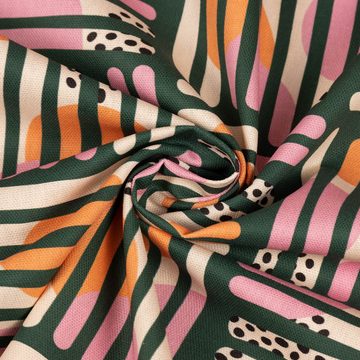 SCHÖNER LEBEN. Stoff Dekostoff Baumwolle Mikela3 Streifen Kreise grün orange rosa 1,40m, Digitaldruck
