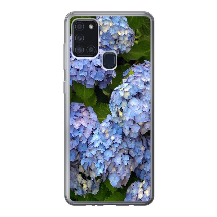 MuchoWow Handyhülle Blumenstrauß aus Hortensien Handyhülle Samsung Galaxy A21s Smartphone-Bumper Print Handy