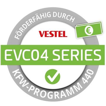 VESTEL Elektroauto-Ladestation eCHARGER EVC04-AC11 HomePlus Wallbox 11 kW 400 V AC 3-phasig, für Elektroauto, 10-13-16A über Switch, DC Fehlerstromerkennung: 6mA