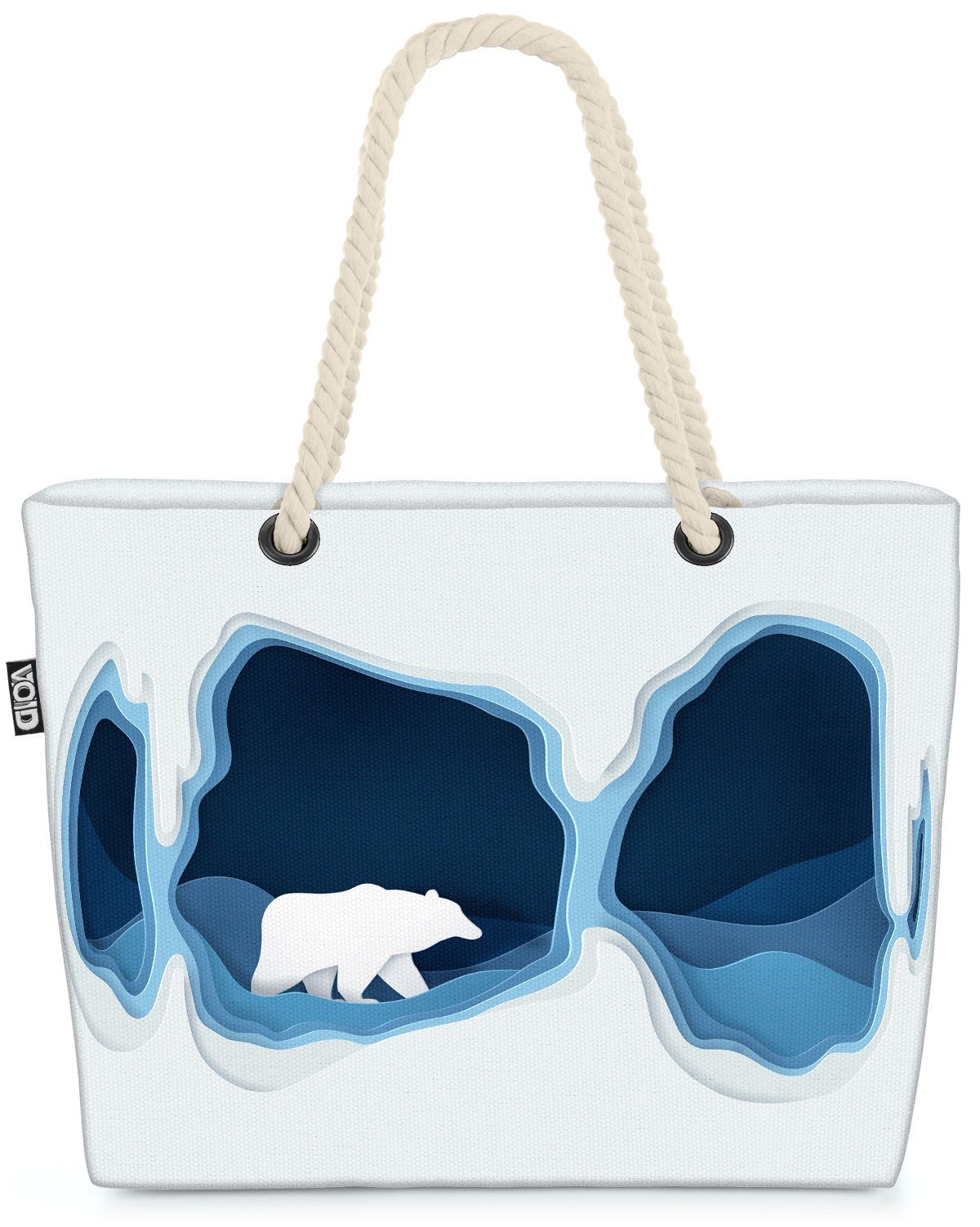 VOID Strandtasche (1-tlg), Eisbär Winter Arktis Schnee S Nordpol Polarbär Bär Grafik Weihnachten
