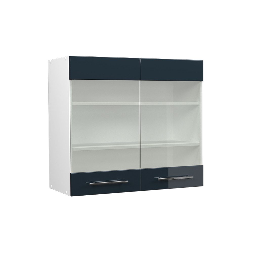 Vicco Glashängeschrank Fame-Line, Dunkelblau Hochglanz/Weiß, 80 günstig online kaufen