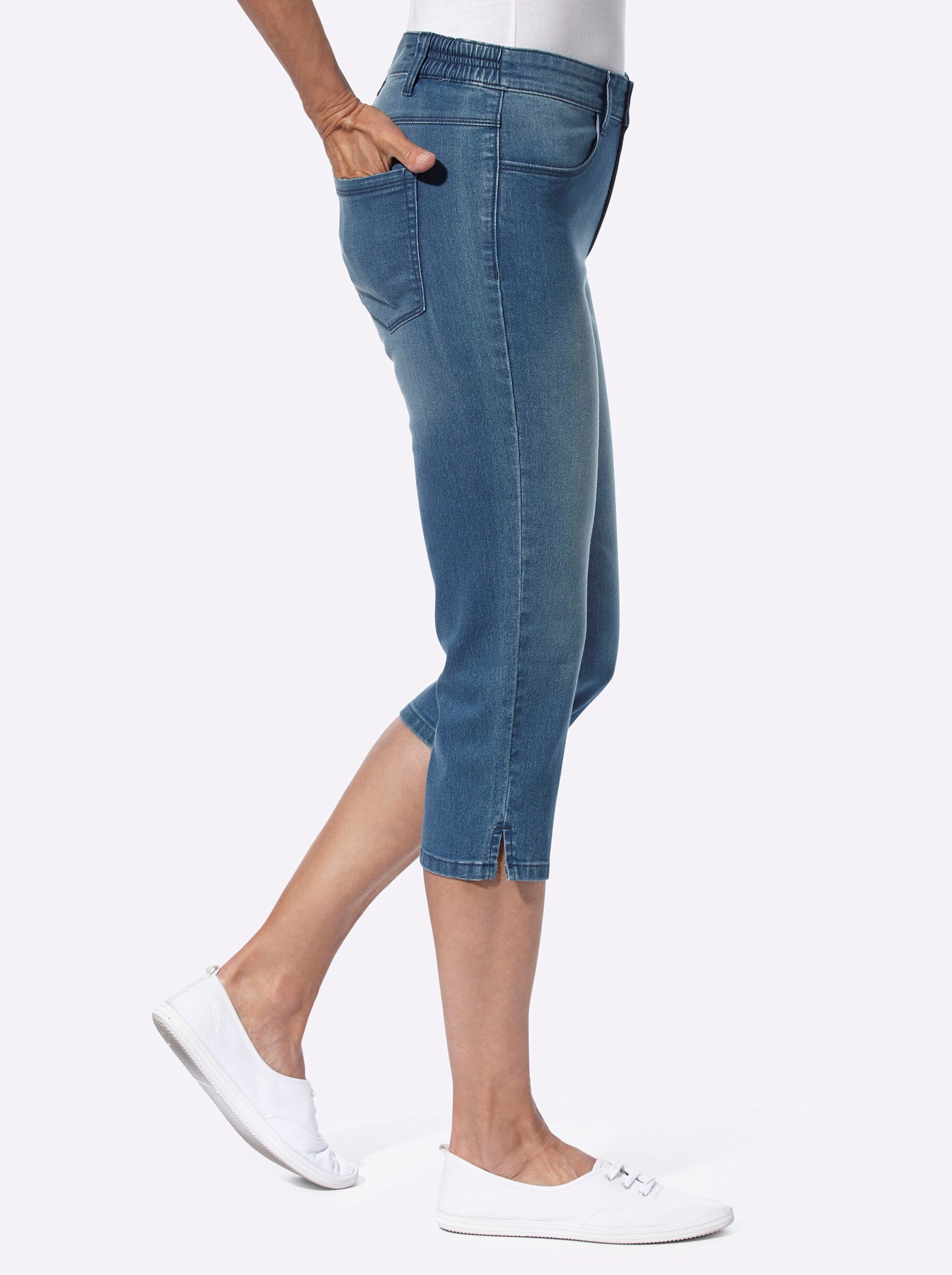 Sieh an! Jeansshorts Capri-Jeans leicht vertieft