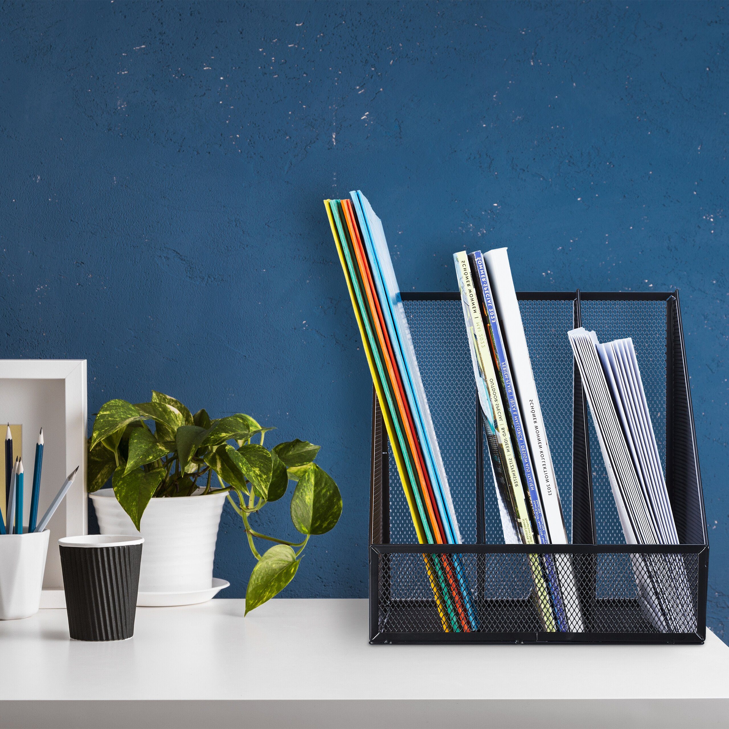 relaxdays Stehsammler 3 Fäch, schwarz