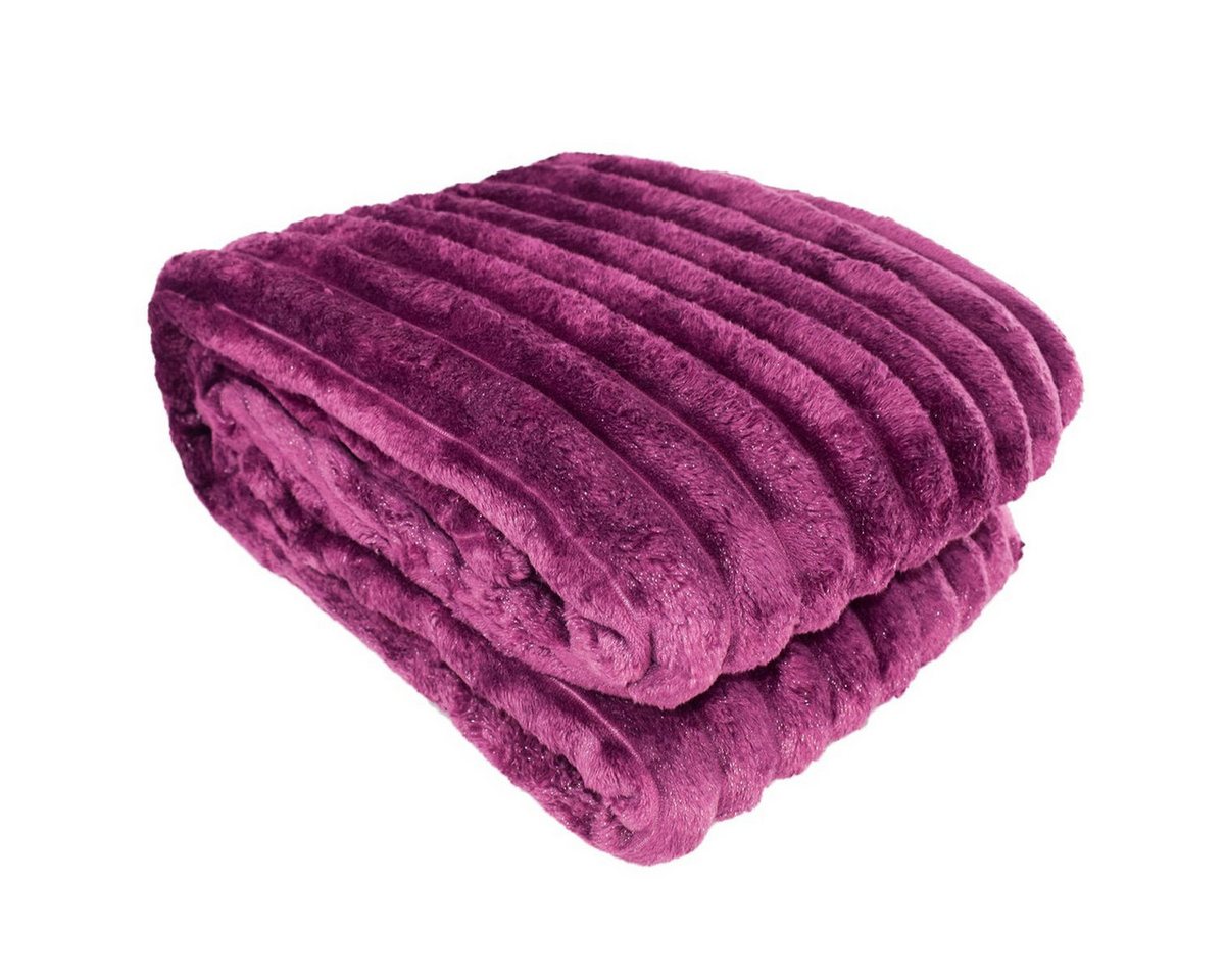 Wohndecke Kuscheldecke Cordoptik 150 x 200 cm mit Flanell & Glitzer Wohndecke, Marabellas Shop, mit breiten Rippen