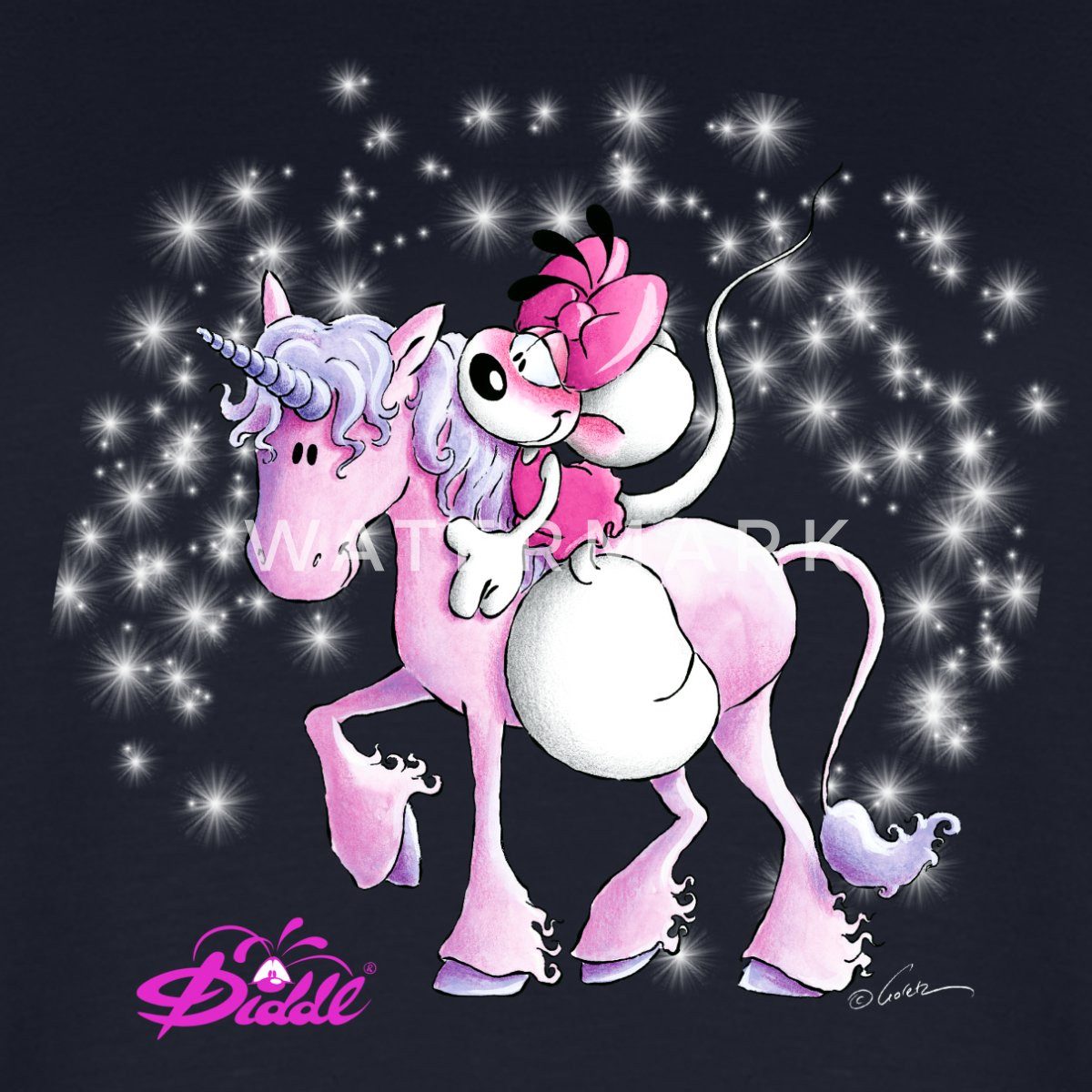 Spreadshirt T-Shirt Diddl Diddlina Reitet Auf Einhorn Lalunaly Premium Lang günstig online kaufen
