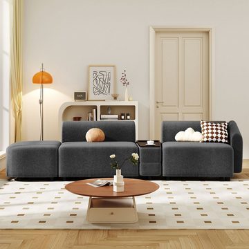 BlingBin Ecksofa Polstersofa Dreisitzer-Sofa Wohnzimmersofa Polstermöbel, 1er Set 1 Teile, mit Couchtisch-Aufbewahrung, mit Fußstütze