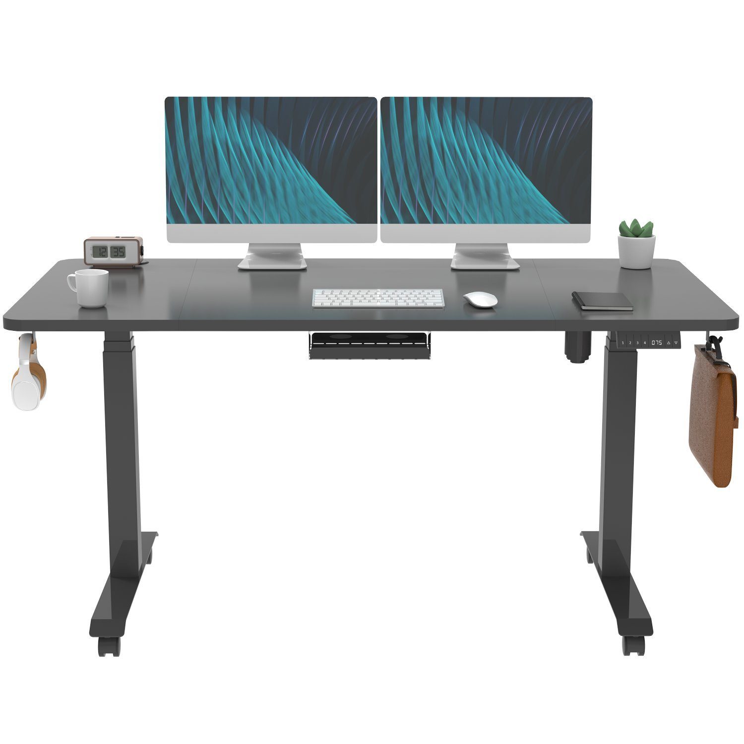 HOMALL Schreibtisch Höhenverstellbar Schwarz tisch Ergonomisch Elektrisch 160/180cm