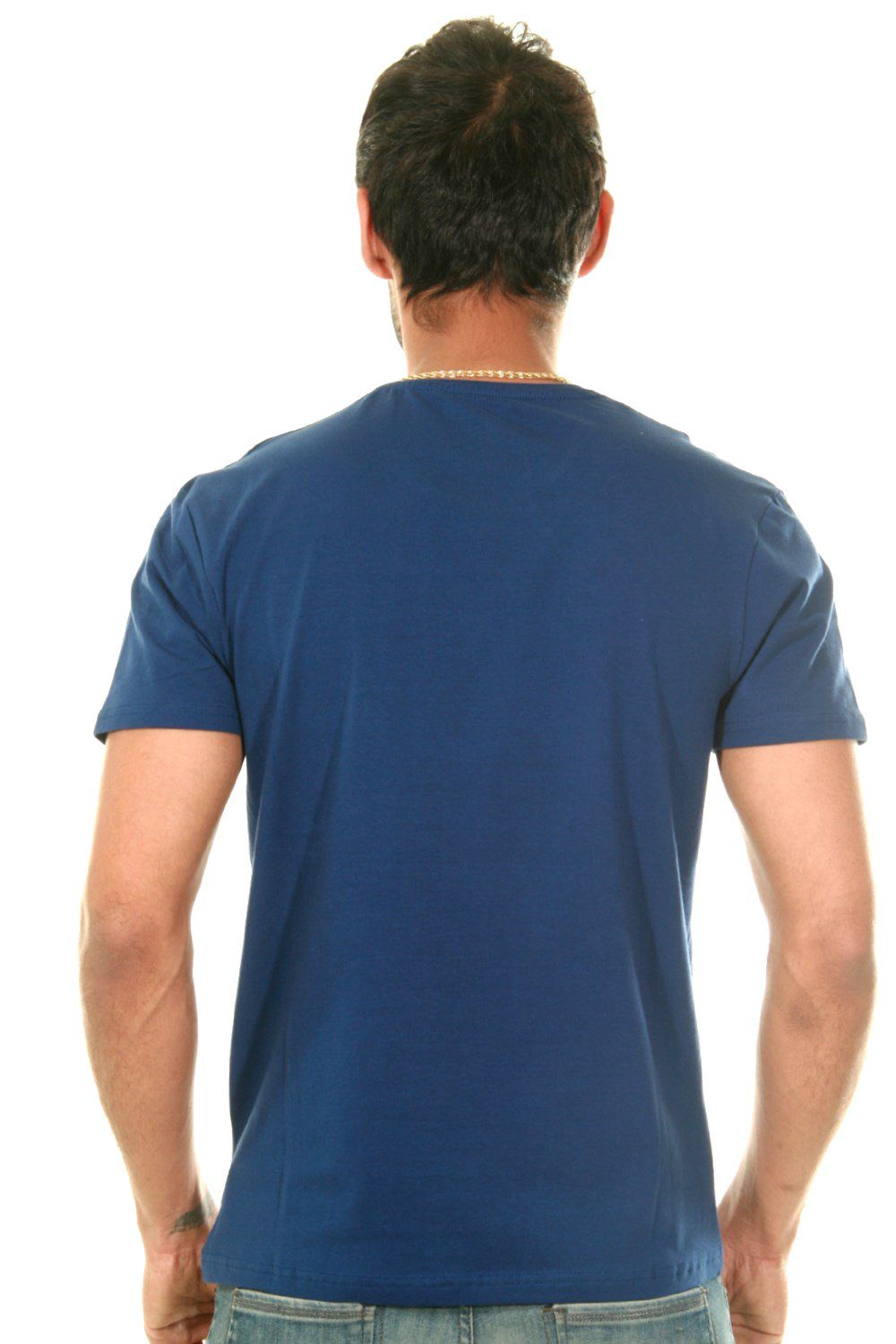 FIOCEO blau Rundhalsshirt