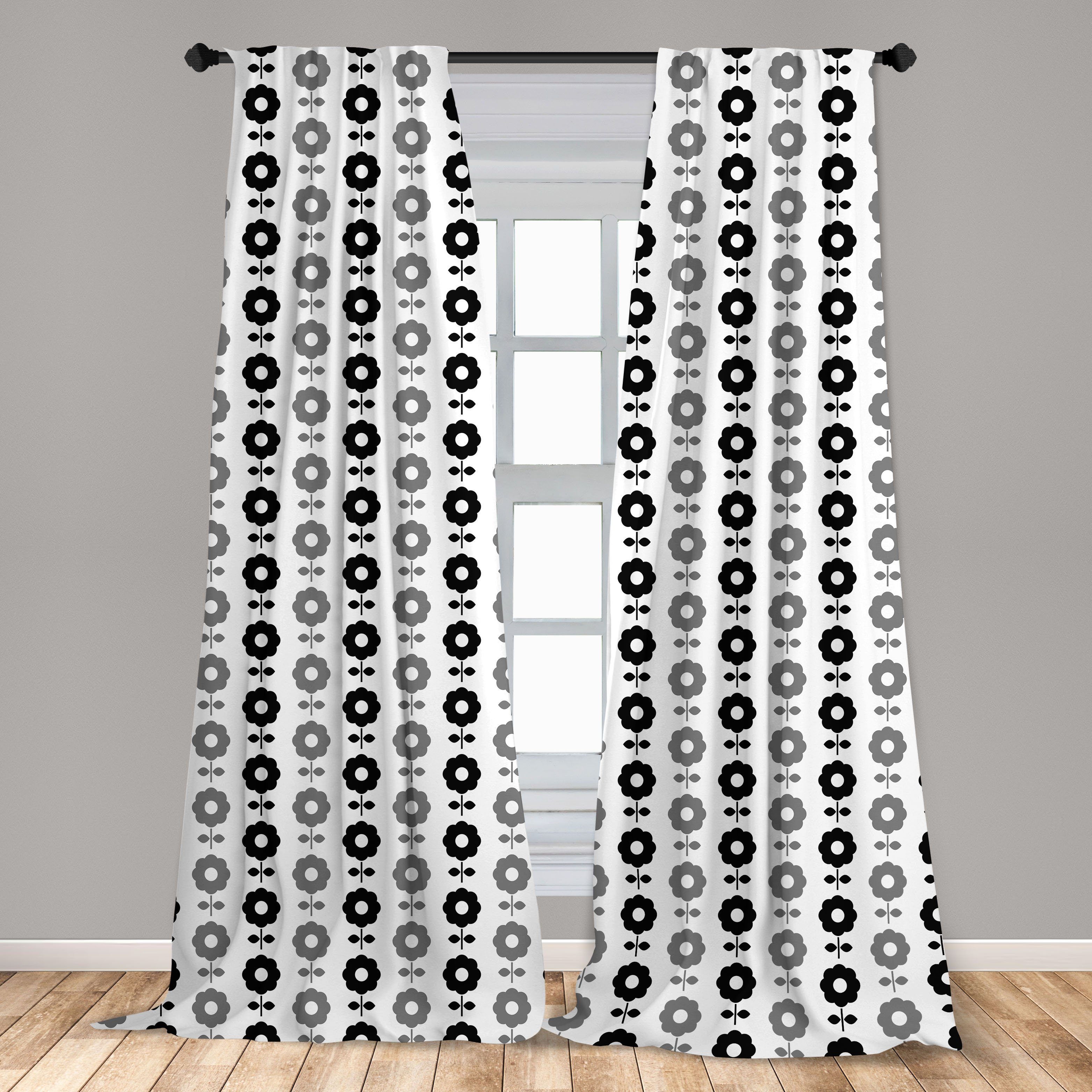 Microfaser, Vorhang Blume der Schlafzimmer Gardine für Abakuhaus, Dekor, dunklen Blumen-Kunst Muster Wohnzimmer