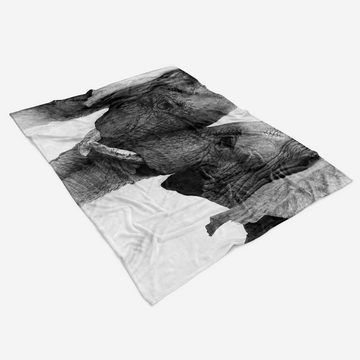 Sinus Art Handtücher Handtuch Strandhandtuch Saunatuch Kuscheldecke mit Tiermotiv zwei Elefanten Sch, Baumwolle-Polyester-Mix (1-St), Handtuch