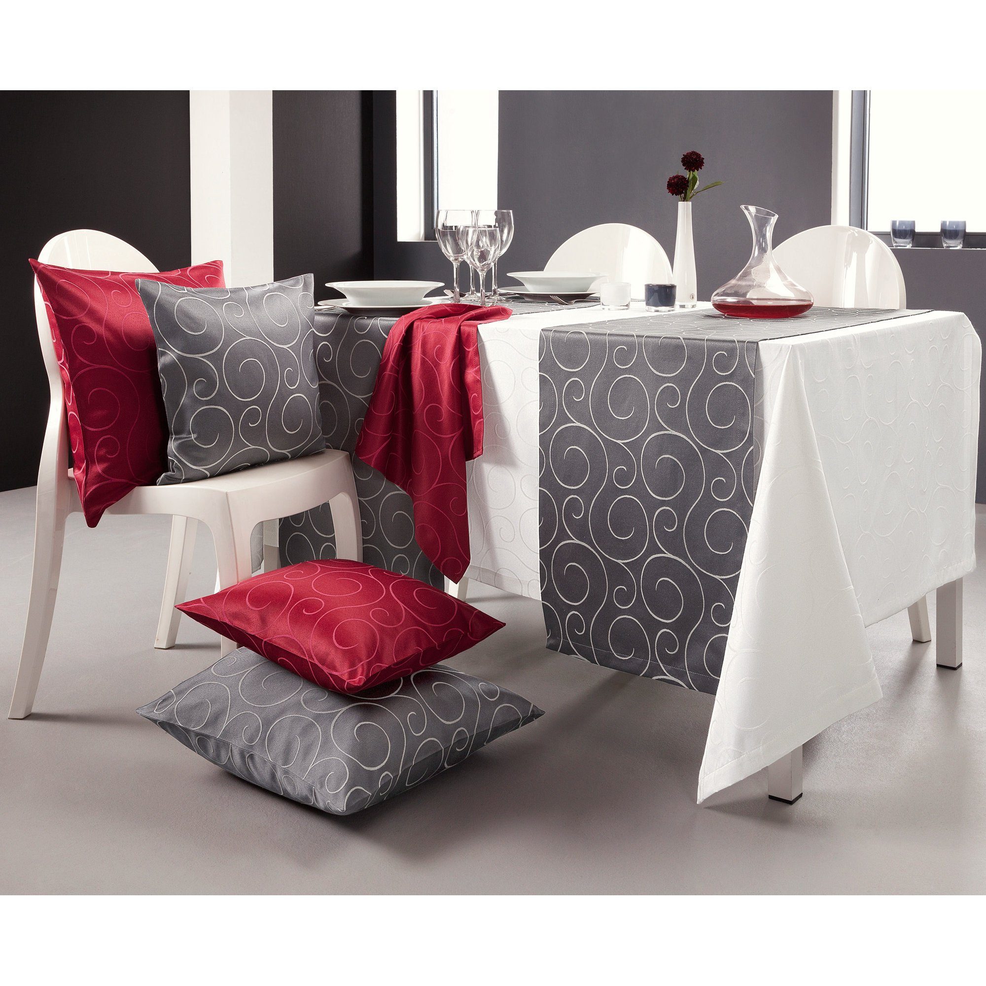 Erwin Müller Stoffserviette Serviette "Oberhausen" 4er-Pack, Damast Uni/Ranke