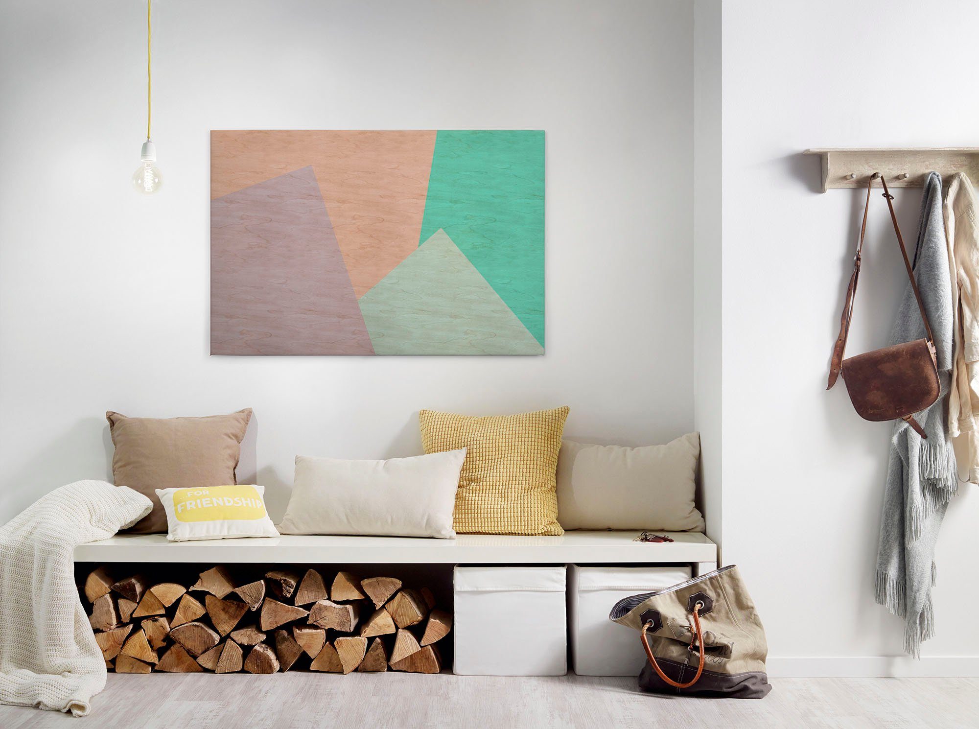 A.S. Création Leinwandbild inlay, Abstrakt, Kinder, Kunst (1 St), Keilrahmen Farben Bunt Grafisch Abstrakt Leinwand-Bild Wohnzimmer Wand