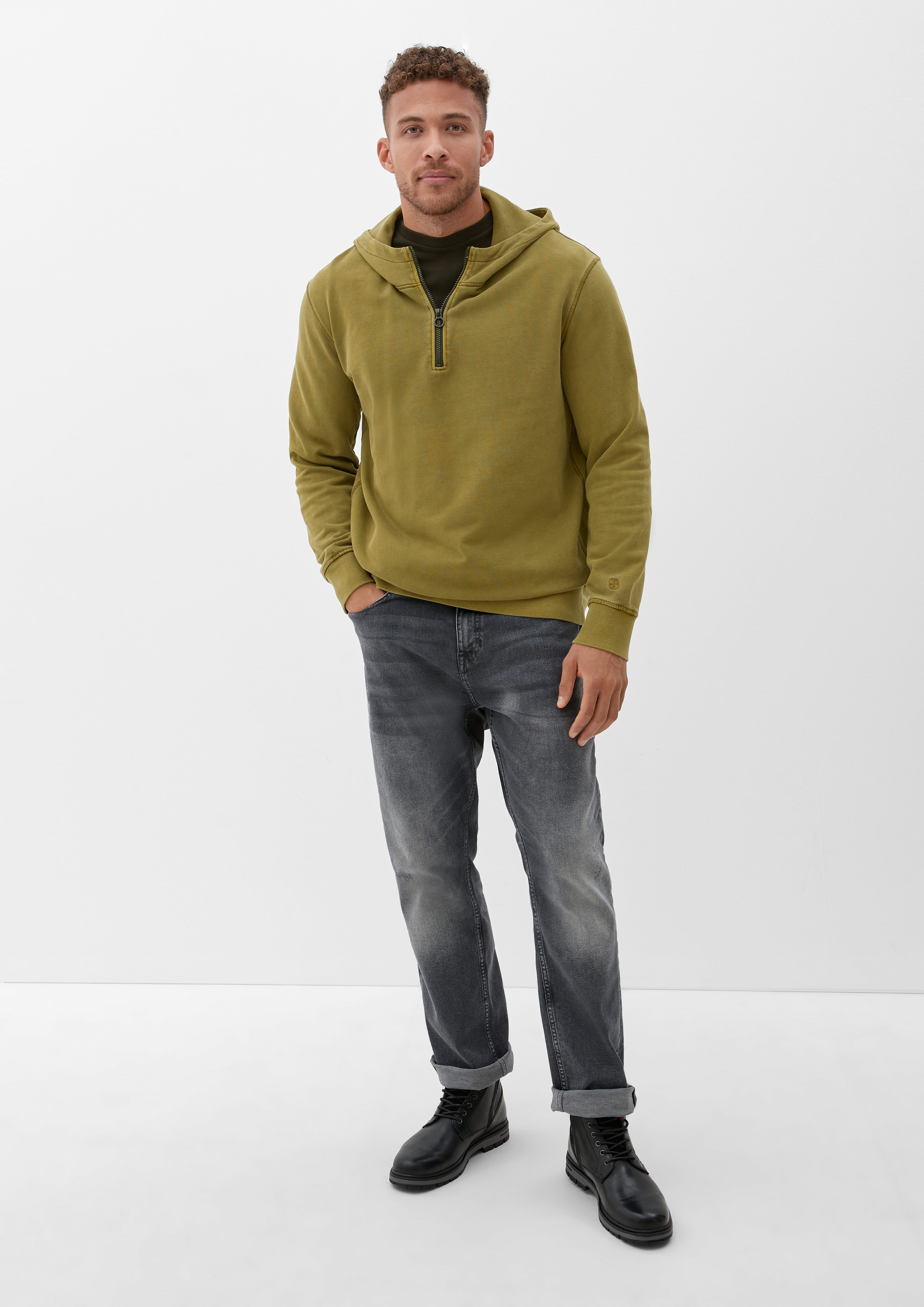 s.Oliver Sweatshirt Sweatshirt mit Kapuze guacamole Garment Dye