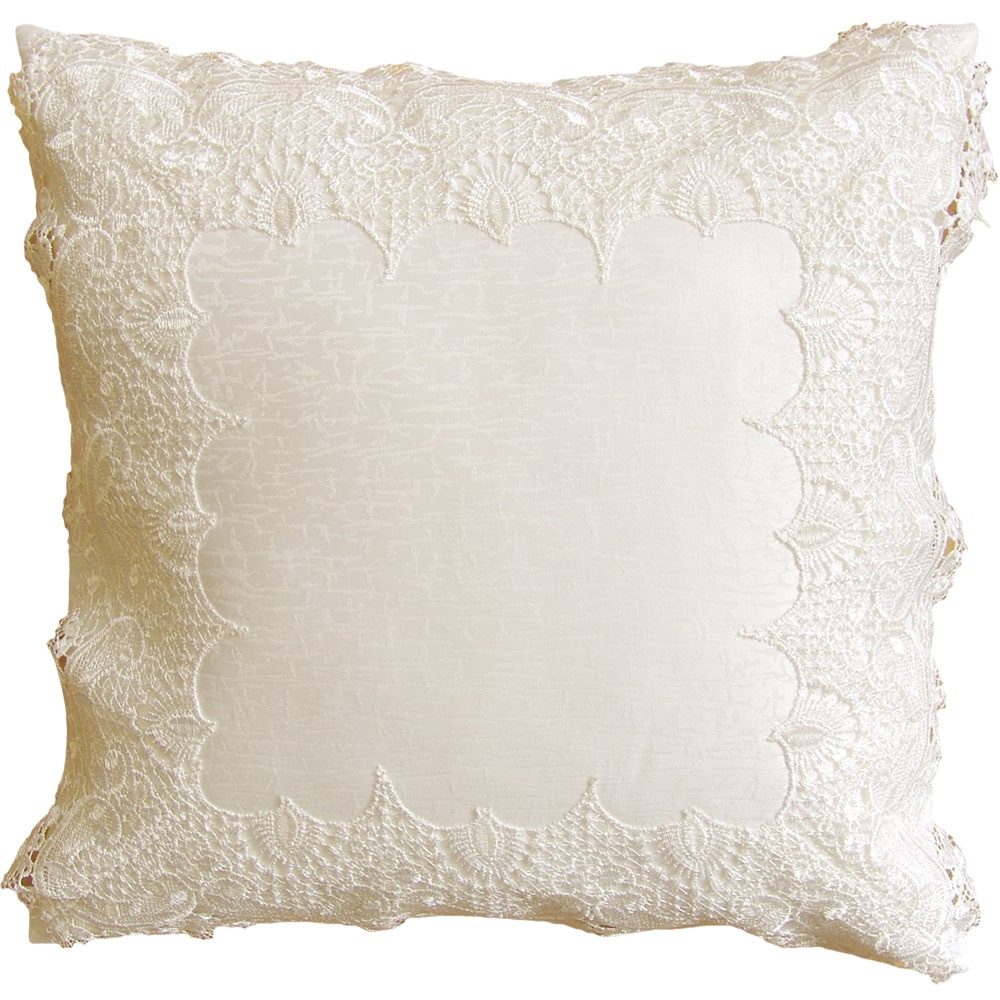 matches21 HOME & HOBBY Kissenbezüge Kissen-Bezug Blumen Spitze woll-weiß floral 40x40 cm, (1 Stück), Wohnzimmer Kissen-Hülle als Deko-Kissen Zier-Kissen Sofa-Kissen