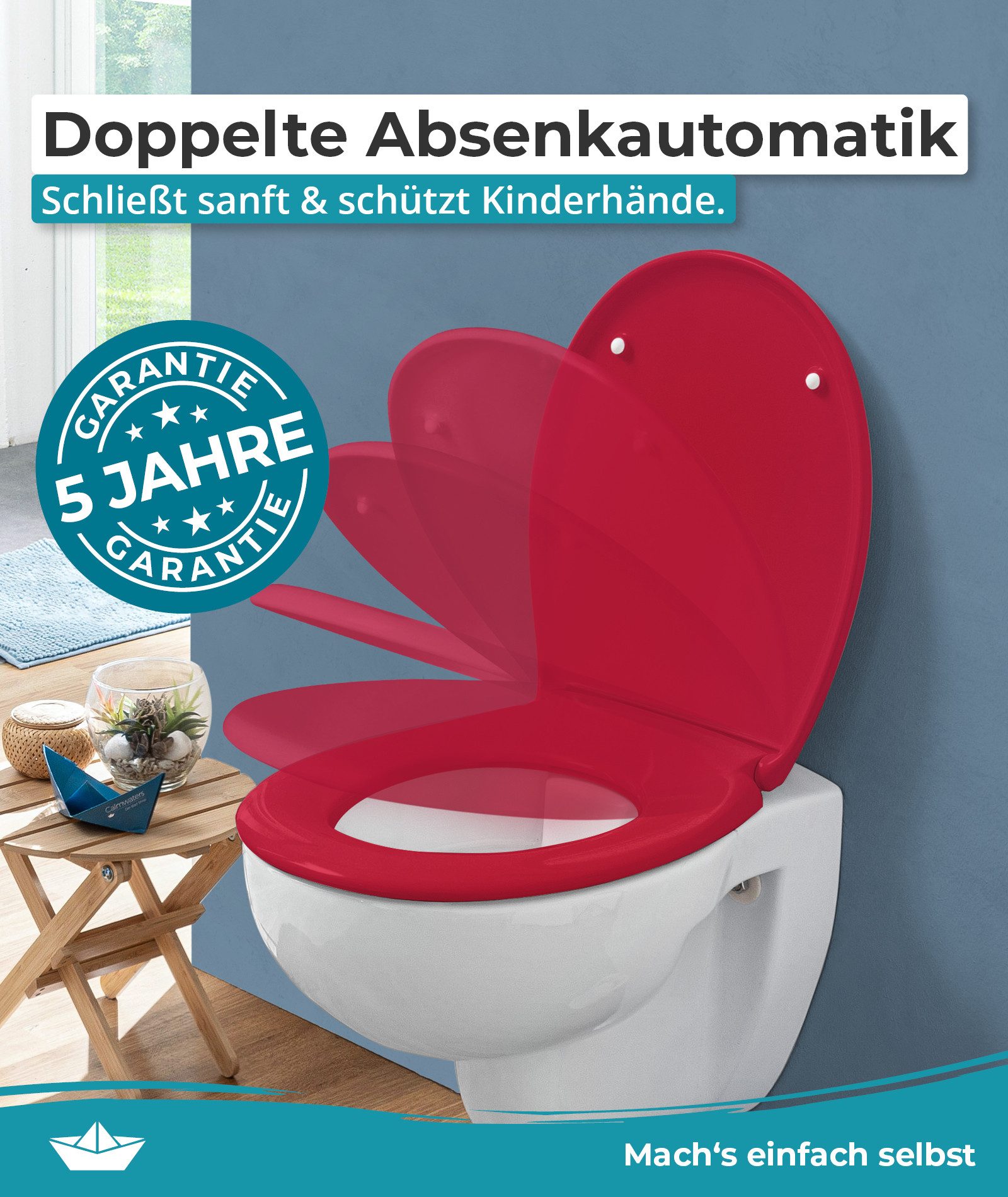 Calmwaters WC-Sitz Original, Premium, Made in EU, Absenkautomatik, bis 250 kg, Abnehmbar, 26LP6209