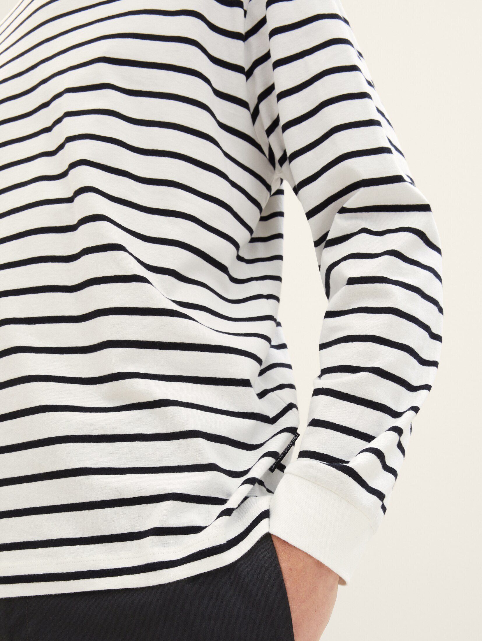 TOM Langarmshirt stripe TAILOR Gestreiftes yd white black Denim T-Shirt