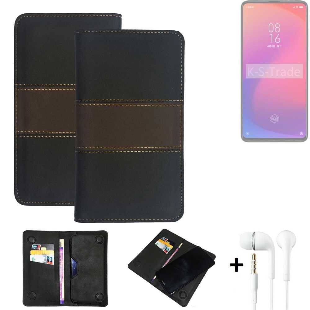 K-S-Trade Handyhülle für Xiaomi Mi 9T Pro, Handyhülle + Kopfhörer Schutzhülle Walletcase Bookstyle Tasche