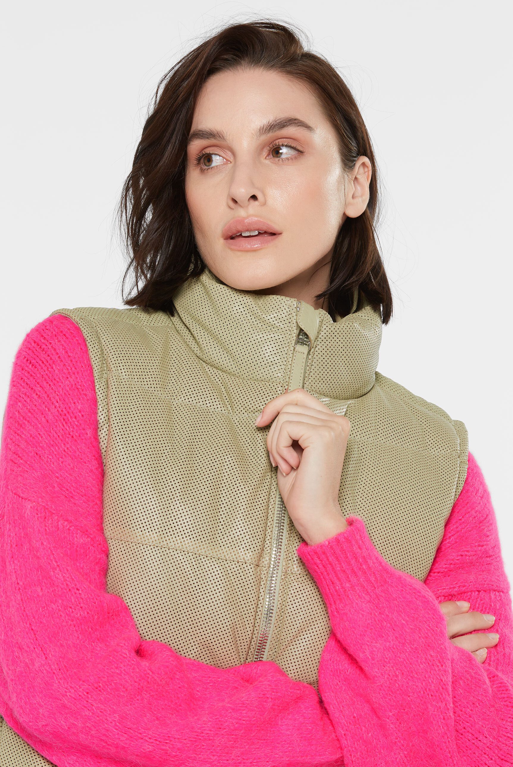 SENSES.THE LABEL Lederweste mit verstellbarem Gummizug im Saum