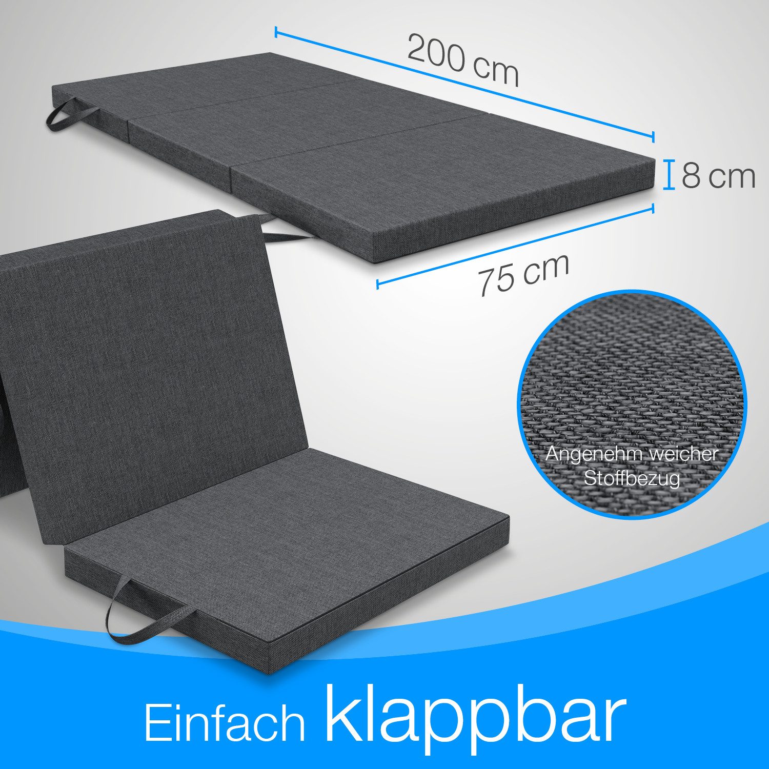 Klappmatratze 90x200 cm, 140x195cm, ELONEO, 8 günstig online kaufen