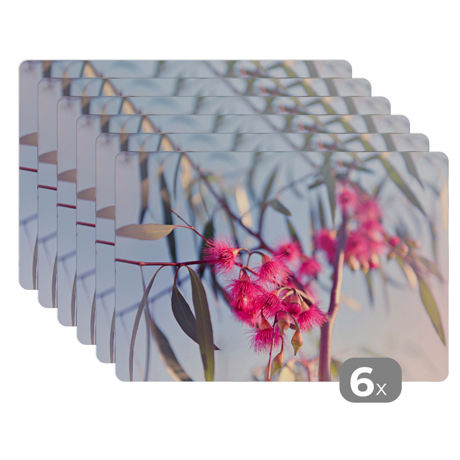 Platzset, Rosa Eukalyptuszweige in einem Baum, MuchoWow, (6-St), Platzset, Platzdecken, Platzmatte, Tischmatten, Schmutzabweisend | Tischsets