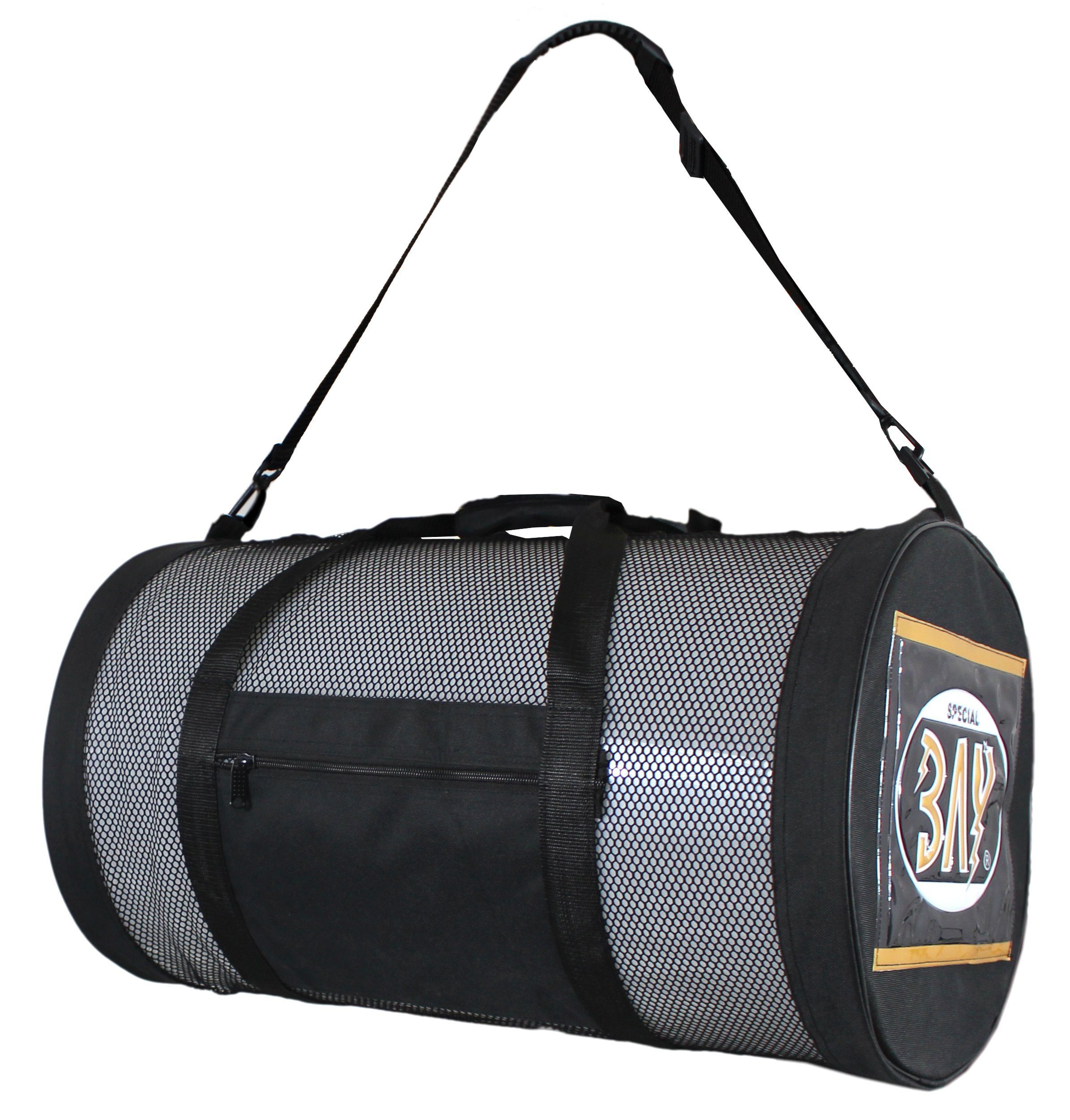 BAY-Sports Sporttasche Mesh Rollentasche Embossed Meshbag Netztasche Equipment Tasche Gitternetz (Luftzirkulation, z.B. für nasse Sportaritkel), Kampfsport, Angeln, Ballsport