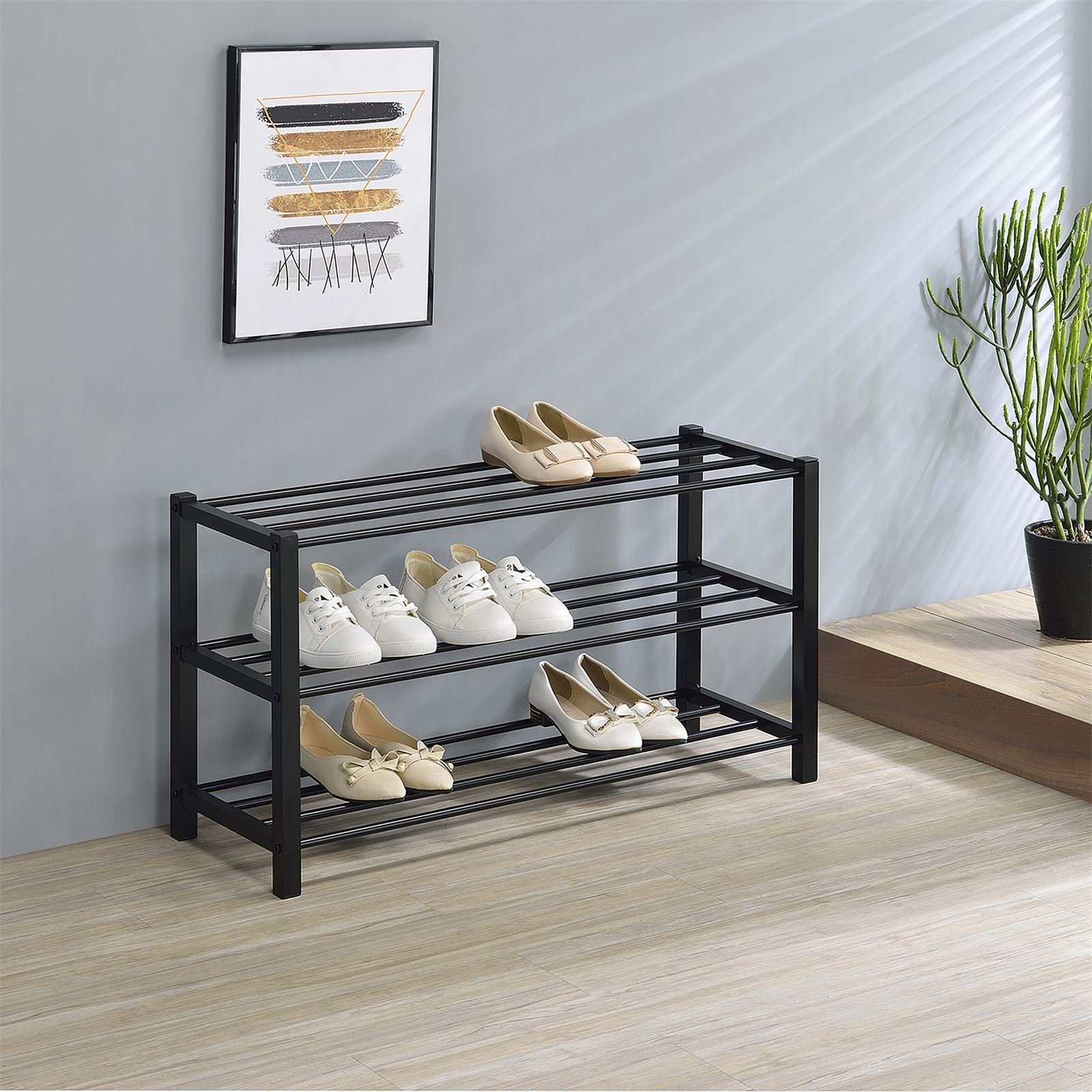 IDIMEX Schuhregal NAVAN, Schuhaufbewahrung aus Metall mit 3 Ablagen schwarz günstig online kaufen