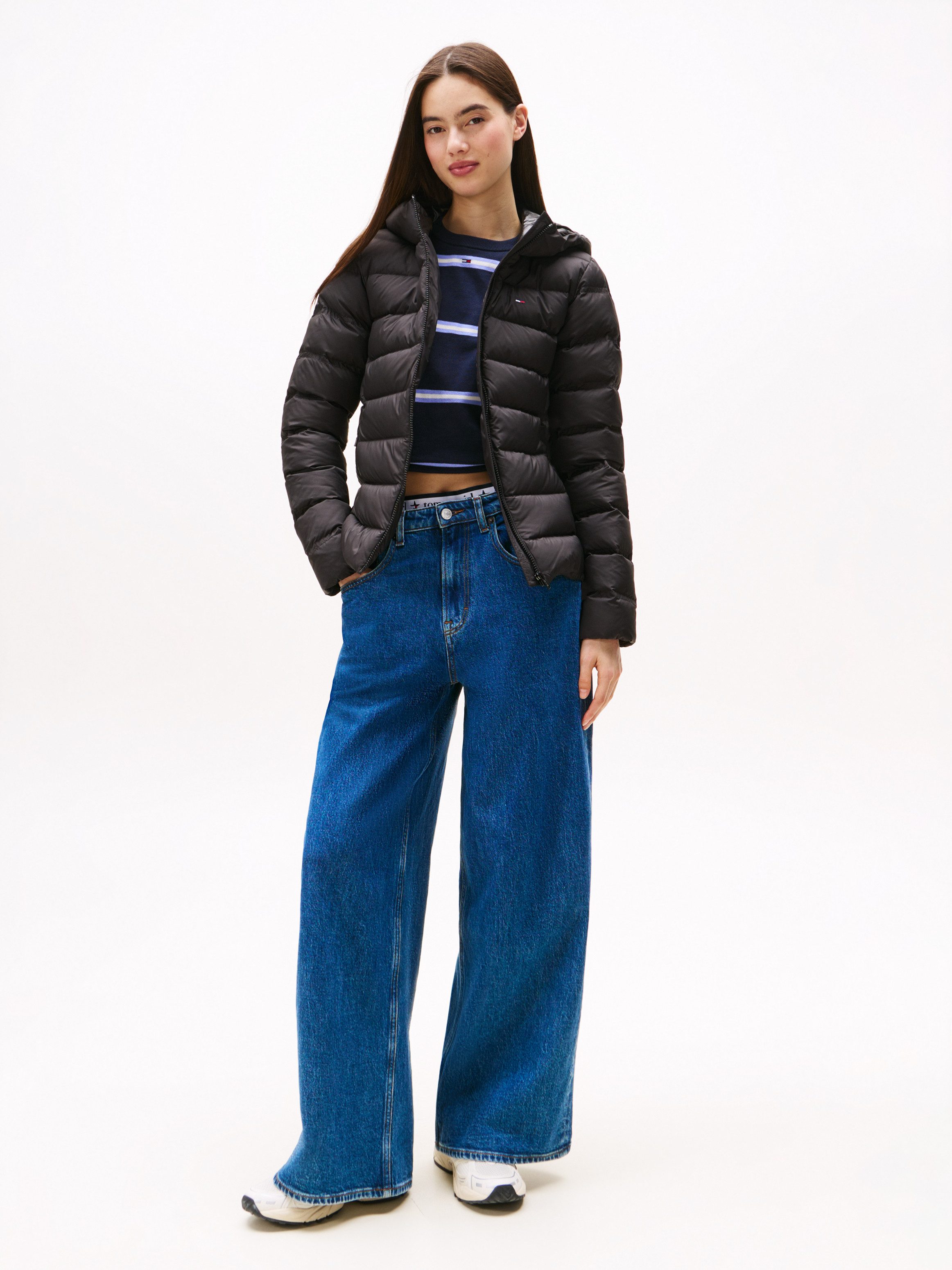 Tommy Jeans Steppjacke TJW SLIM HOOD PRNT DOWN JCKT EXT