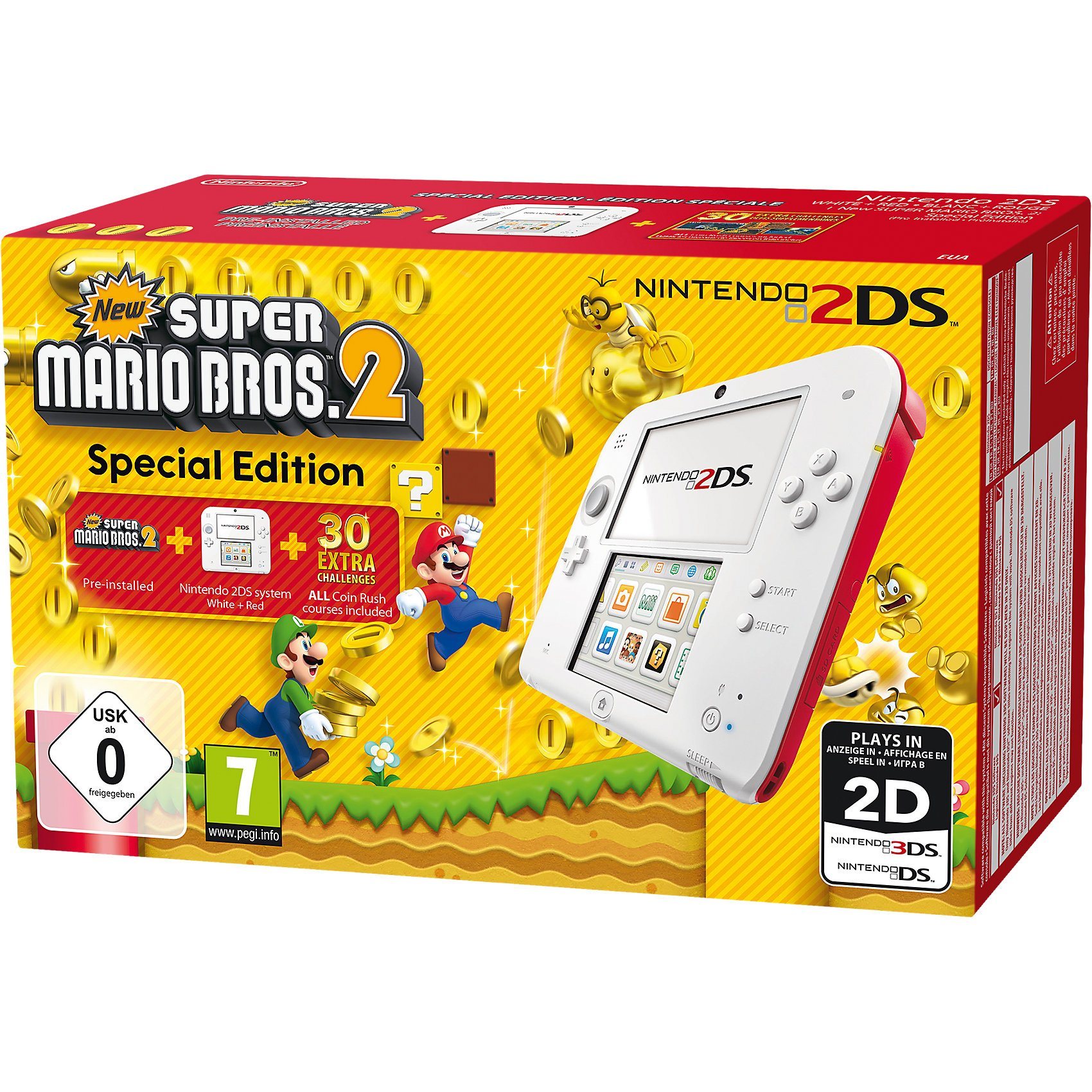 2DS Konsole + New Super Mario Bros. 2 (vorinstalliert), weis 2DS Konsole + New Super Mario Bros. 2 (vorinstalliert), weis