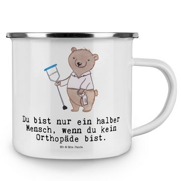 Mr. & Mrs. Panda Becher Orthopäde Herz - Weiß - Geschenk, Kaffee Blechtasse, Blechtasse Outdo, Emaille, Hochkratzfest