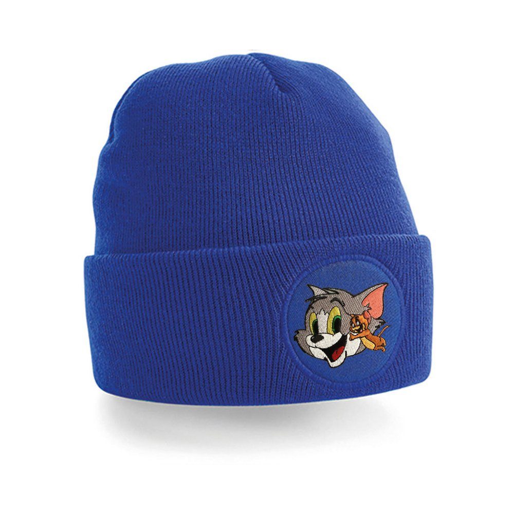 Mütze Erwachsenen & Tom Maus Cartoon Beanie Patch Jerry Katze Brownie Blondie Royalblau Stick Unisex
