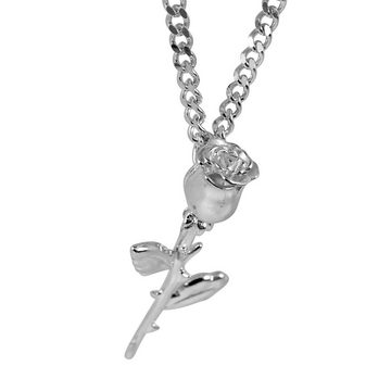 Sprezzi Fashion Kette mit Anhänger Herren Halskette Silber aus 925 Sterling Silver mit Anhänger Rose