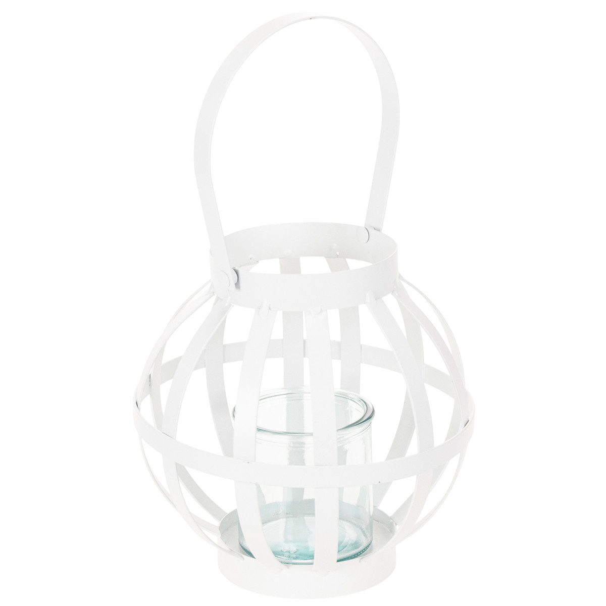 Florists Products Windlicht Gartenlaterne Hängend Metall Glas Windlicht Weiß Ø18,5cm