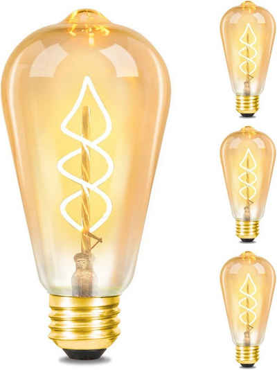 ZMH LED-Leuchtmittel LED Edison Glühbirne Vintage Glühlampe Dekorativ ST64 Antike Bulb, E27, 3 St., Warmweiß