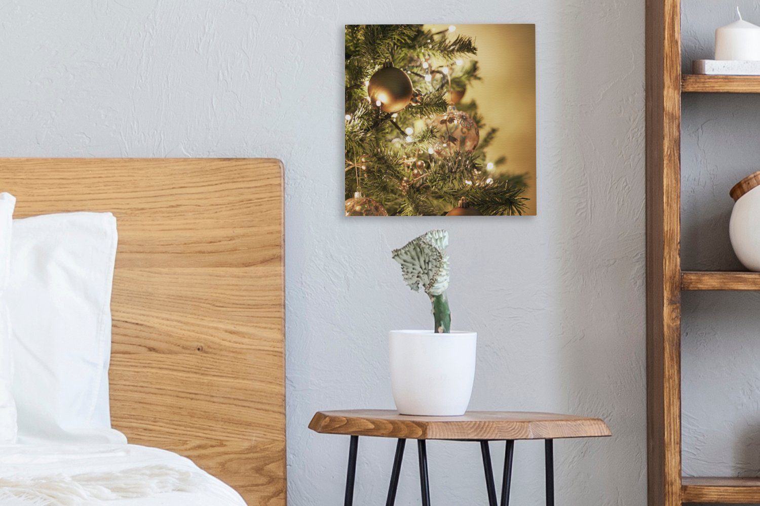 Leinwandbild OneMillionCanvasses® Schlafzimmer Kugeln, für Wohnzimmer (1 mit Weihnachtsbaum Bilder St), Ein Leinwand bunten