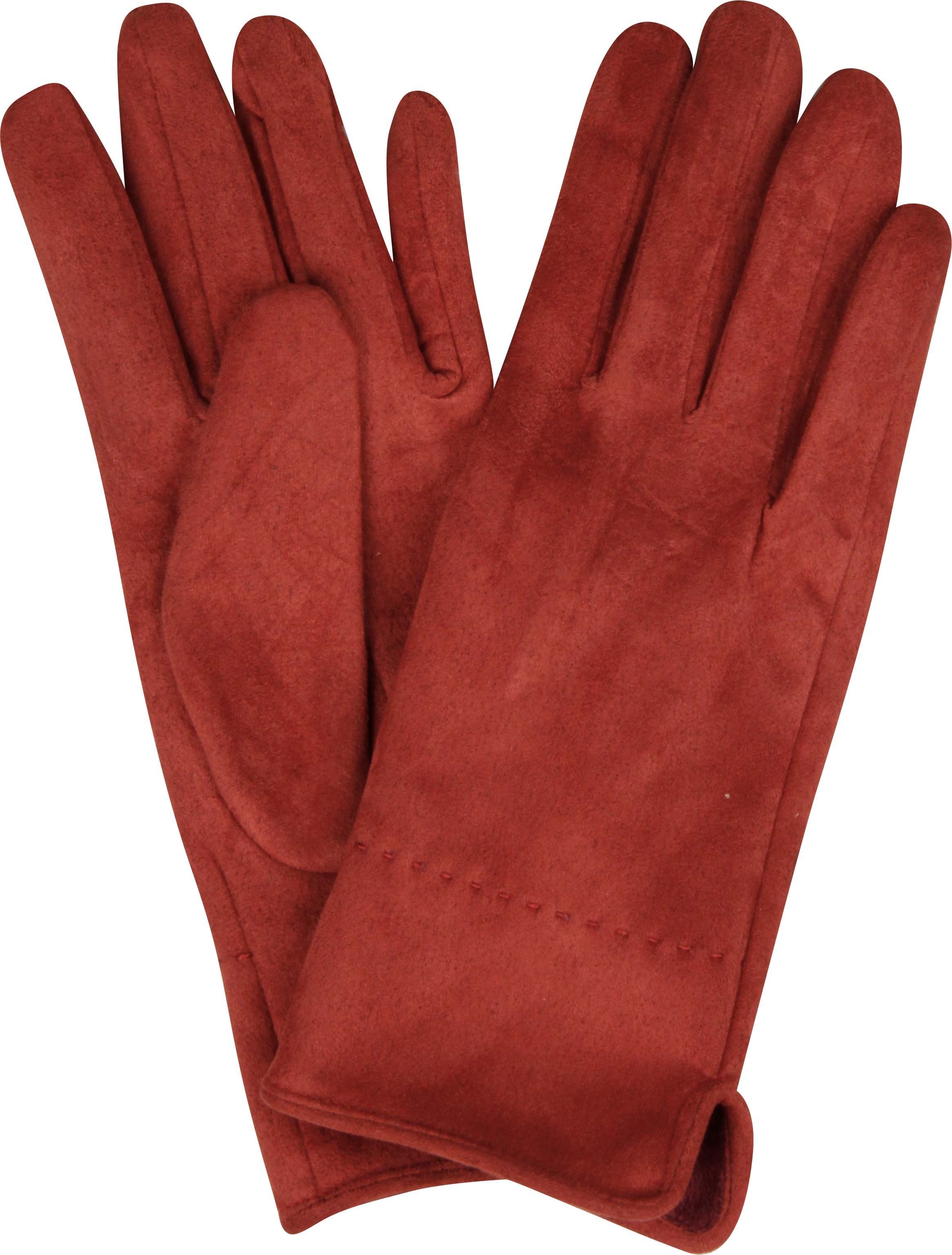 Capelli New York Strickhandschuhe Wildlederoptik rot Handschuhe