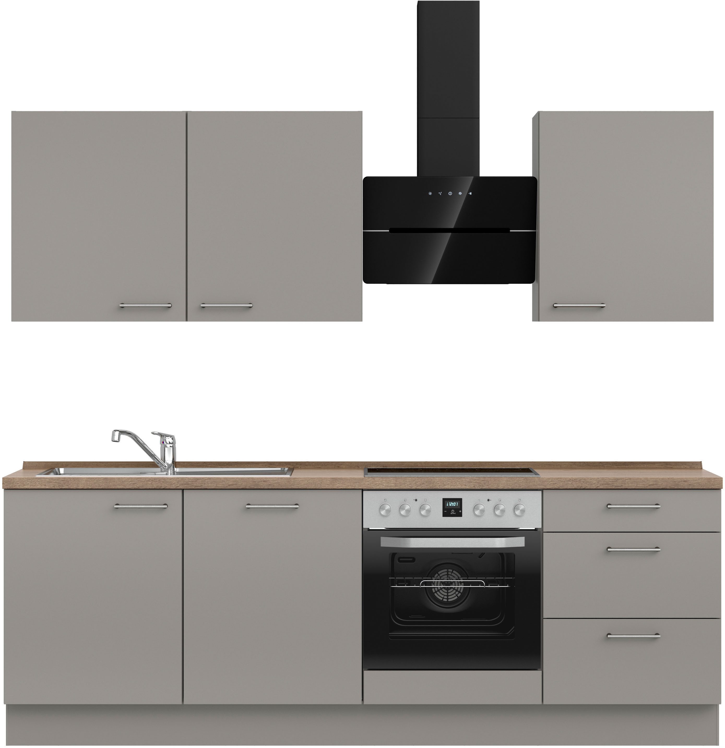 nobilia® Кухниzeile "Laser II", Ausrichtung wählbar, Breite 240 cm, vormontiert, wahlw. mit unterschiedlichen E-Geräten-Sets