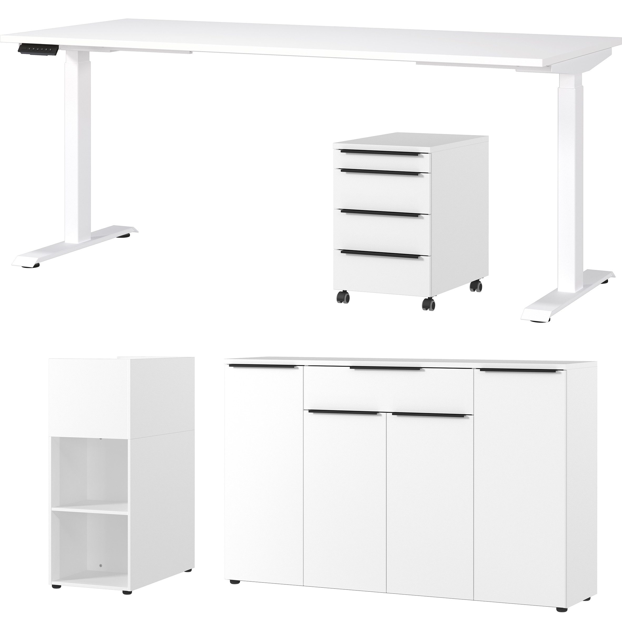 GERMANIA Büromöbel-Set Mailand, (4-tlg), inkl. Schreibtisch, Rollcontainer, Raumteiler und Sideboard