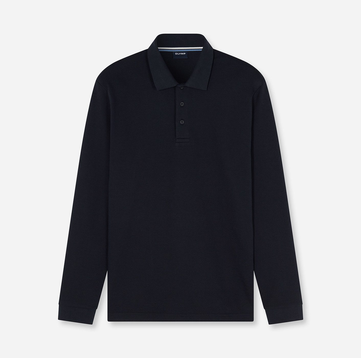 OLYMP Langarm-Poloshirt Casual in Waffel-Struktur, regular fit