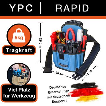 YPC Werkzeugtasche "Rapid" Gürteltasche XXL, 29x20x13cm, 5 kg Tragkraft, stabiler Tragegriff, viele Steckfächer, robust, praktisch