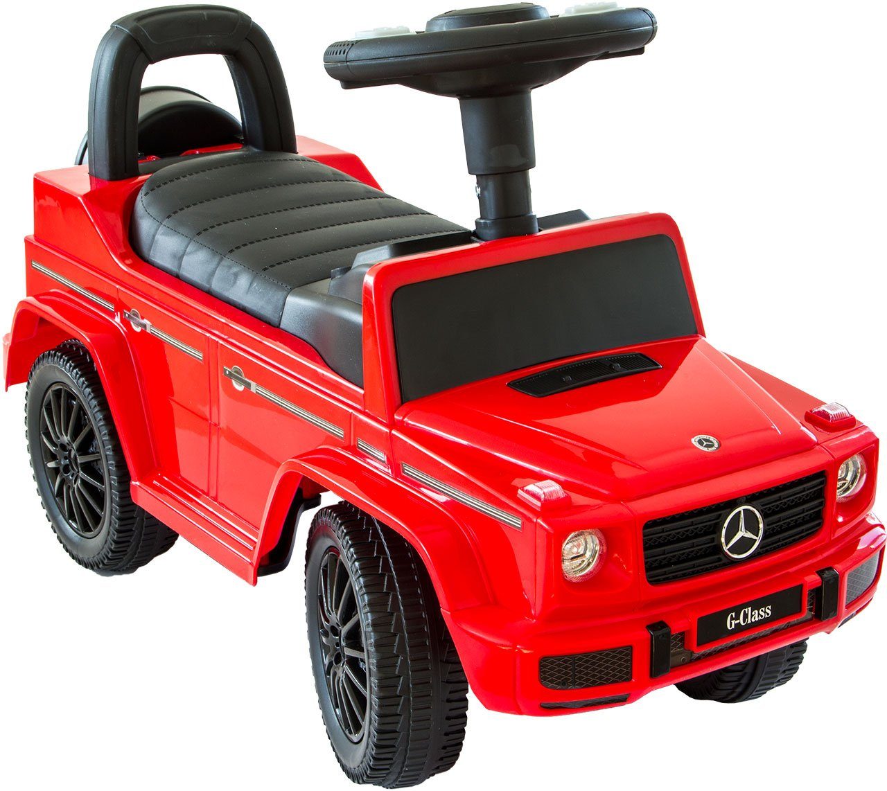 NATIV Spielzeug Rutscher Babyrutscher Mercedes G350d, leiselaufende  Kunststoffräder, mit Soundlenkrad