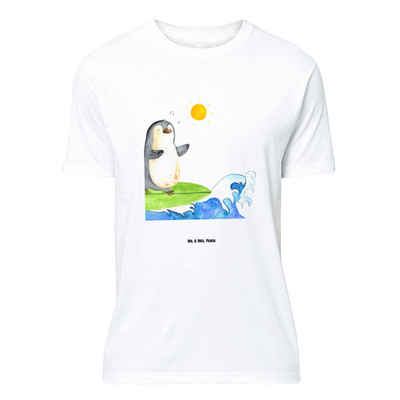 Mr. & Mrs. Panda T-Shirt Pinguin Surfer - Weiß - Geschenk, Sprüche, Wellen, Wellen reiten, sur (1-tlg)