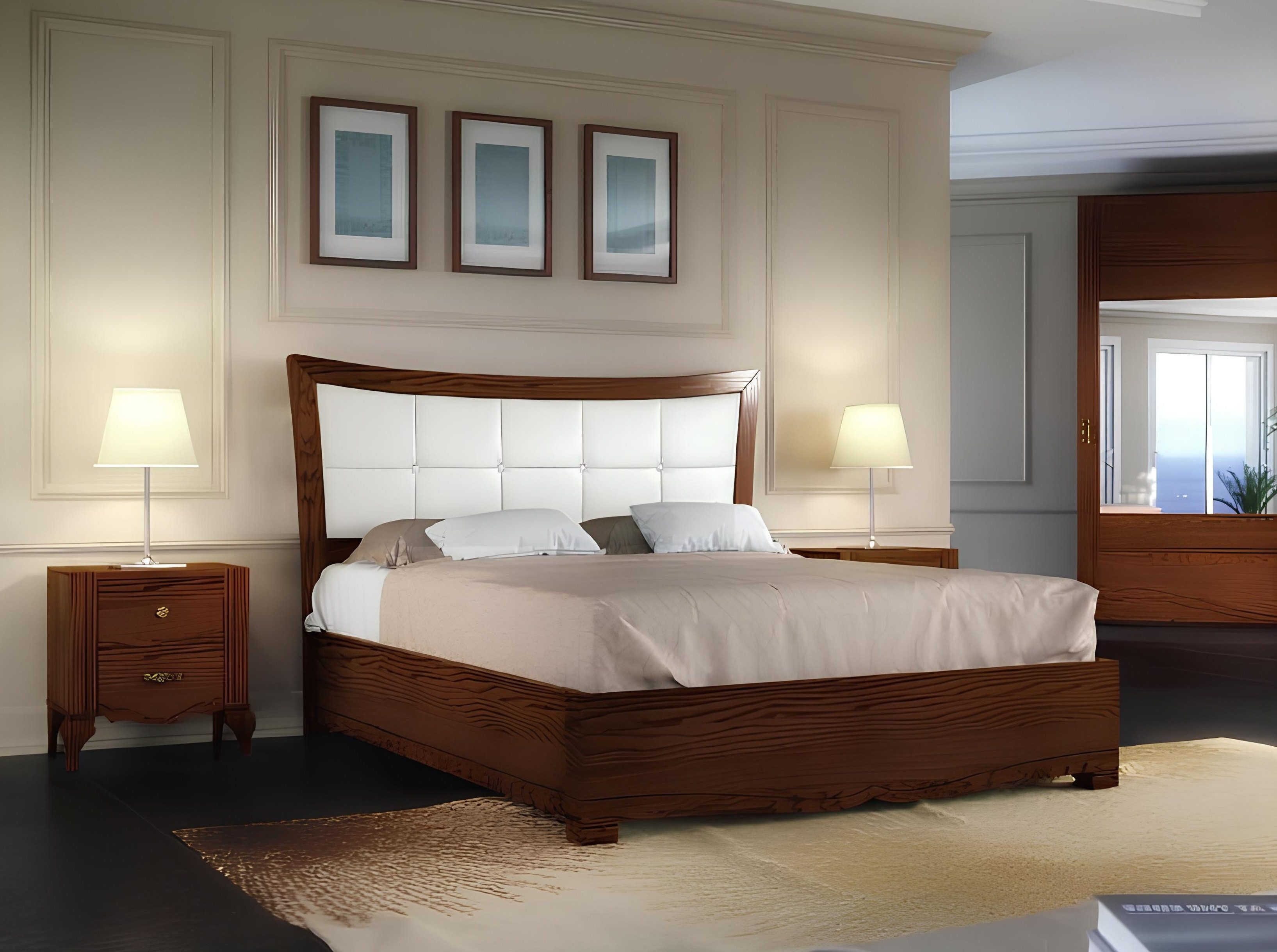 Schlafzimmer-Set Elegantes Schlafzimmermöbel aus hochwertigem Holz mit Nachttisch